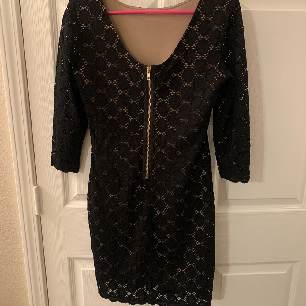 Black lace dress with tan insert, never worn
